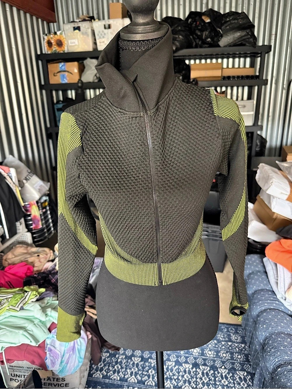 Women's Athletic Jacket Black Green Size Large
